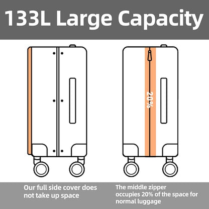 29 Inch Luggage with Expansion & Side Opening Design, 50 * 31(35)*76cm, 117L~133L Ligthweight ABS+PC Hardshell Checked Suitcase, Gray