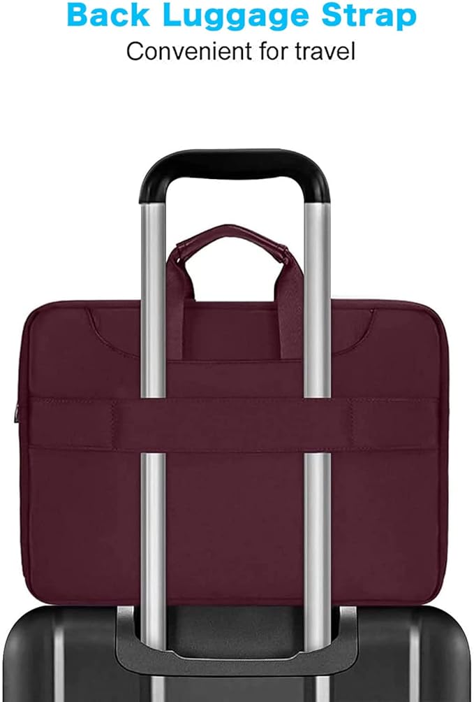 MOSISO 360 Protective Laptop Shoulder Bag Compatible with MacBook Air/Pro, 13-13.3 inch Notebook, Compatible with MacBook Pro 14 inch M5 M4 M3 M2 M1,Matching Color Sleeve with Belt, Wine Red