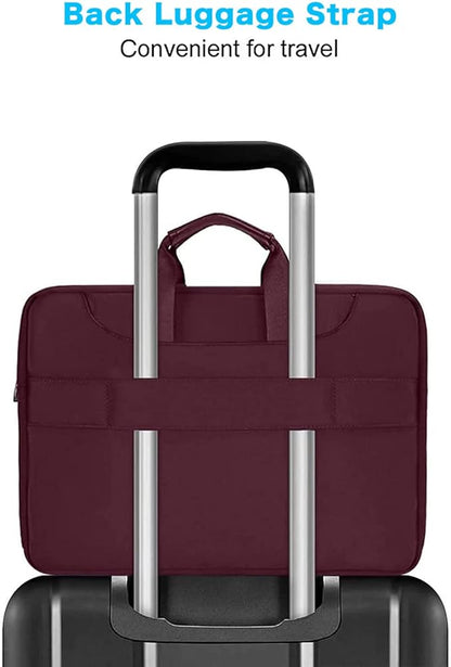 MOSISO 360 Protective Laptop Shoulder Bag Compatible with MacBook Air/Pro, 13-13.3 inch Notebook, Compatible with MacBook Pro 14 inch M5 M4 M3 M2 M1,Matching Color Sleeve with Belt, Wine Red