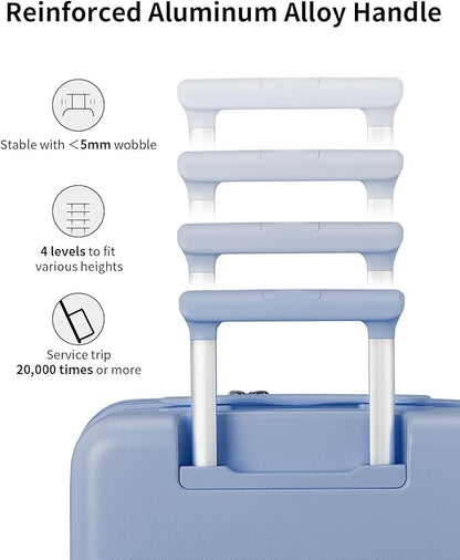 aji Expandable Top Open Carry On Luggage 22x14x9 Airline Approved, 20 Inch Hard Shell Carry On Suitcase with Spinner Wheels,Travel Small Luggage for Women Men,Blueberry Blue