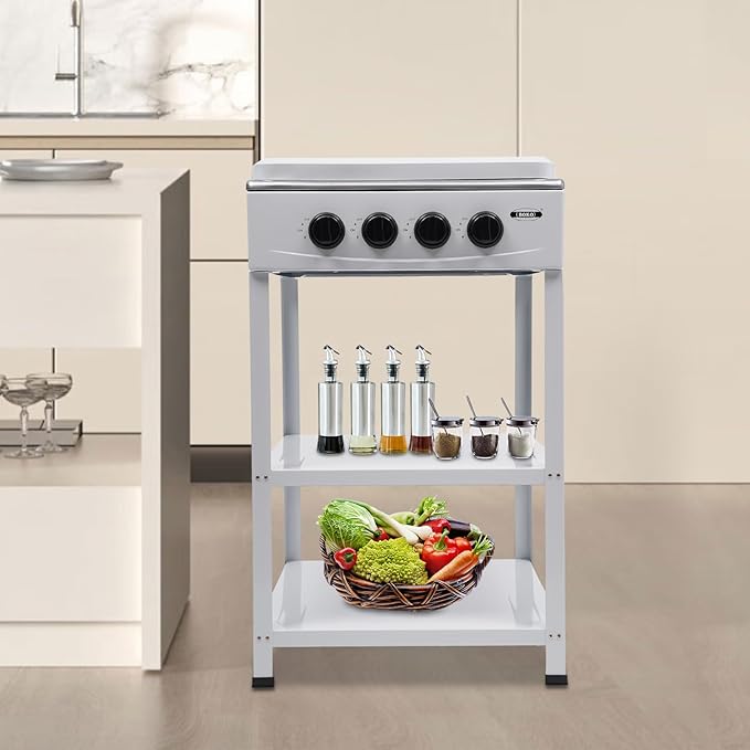 Natural Gas Stove, 4 Burner, Auto Ignition Portable Gas Stove with Support Leg Stand and Wind Blocking Cover Adapter for Rv Apartment Outdoor Cooking (White)