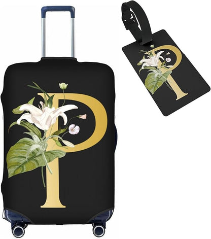 Decorative P Suitcase Protectors Elastic Washable Luggage Covers With Concealed Zippers For 18-32 Inch Luggage (Size S: Fits 18-21 Inch)