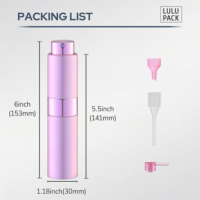 Perfume Atomizer Refillable Travel Bottle: Cologne Portable Sprayer for Men - Mini Spray Empty for Refill - 1oz Large Size Pink