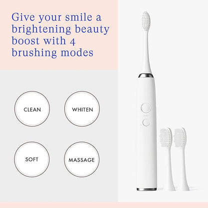 Vanity Planet Elements Ultrasonic Electric Toothbrush - Charcoal - Advanced Oral Care with UV Sanitizing Charger Base with 3 Replacement Heads - 99.9% Effective Keeping Your Teeth Clean (Charcoal)