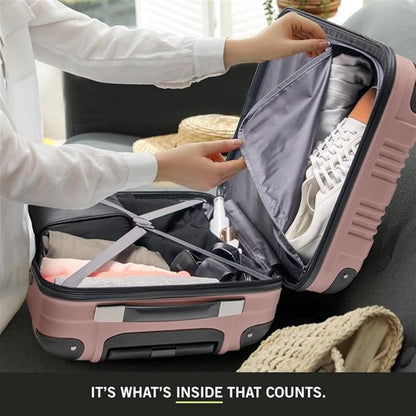 Kenneth Cole REACTION Out of Bounds Lightweight Hardshell 4-Wheel Spinner Luggage, Rose Gold, 24-Inch Checked