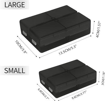 FYY 2 Pcs Daily Pill Organizer, 7 Compartments Portable Pill Case Travel Pill Organizer,[Folding Design]Pill Box for Purse Pocket to Hold Vitamins,Cod Liver Oil,Supplements and Medication-Clear Black