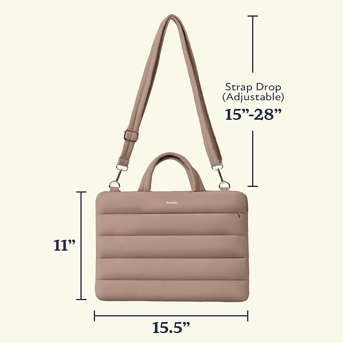 Vandel 15-16 inch Laptop Carrying Case Sleeve with Strap, Shoulder Bag with Handle, 16 in Laptop Computer Bag for Women, MacBook Air 15 Inch Carrying Case, MacBook Pro 16, 15.6 in HP, Dell Messenger
