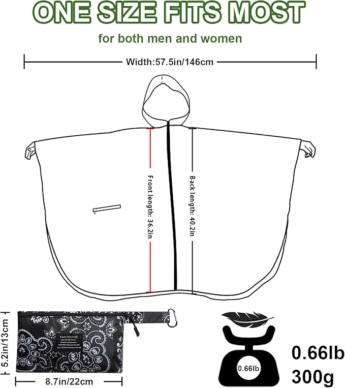 Hooded Rain Ponchos for Adult - Rain Coat and Rain Jacket with Waterproof Pocket and Zipper