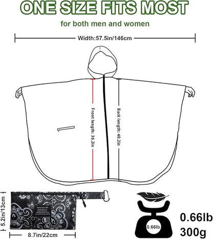 Hooded Rain Ponchos for Adult - Rain Coat and Rain Jacket with Waterproof Pocket and Zipper