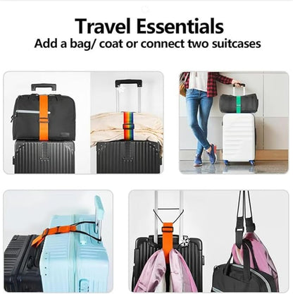 Multi Use Strong Adjustable Luggage Connector Straps, Flexible and Adjustable Luggage Strap, Luggage Connector Straps for Suitcases, Secure Stacking&Hands-Free Travel, Easy to Identify Travel (4Pcs/4)