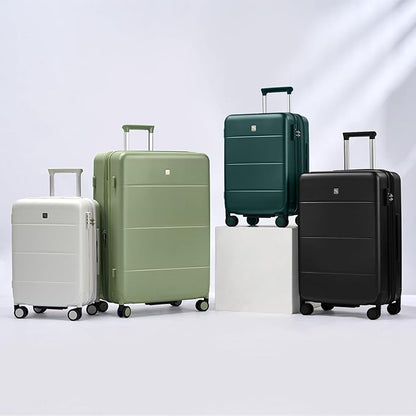Hanke Expandable Luggage Sets 3 Piece with Spinner Wheels, 20/24/28" Hardside Carry On Luggage Large Suitcase, All-PC Hard Shell Luggage, TSA Lock, Lightweight Durable (Jet Black)