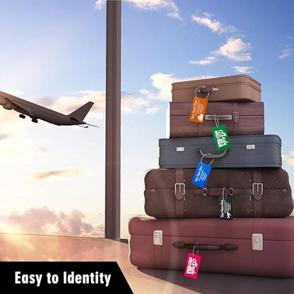 Luggage Tags for Suitcase - Personalized Engraved Metal Tag for Cruise Travel - Custom Name Tags Suitable for Bags and Backpacks Black