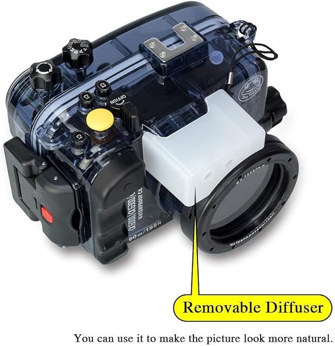 Seafrogs 60M/195ft Waterproof Underwater Camera Housing Waterproof Case for A6000 A6300 A6500 Compatible with 16-50mm Lens(Housing + Red Filter)