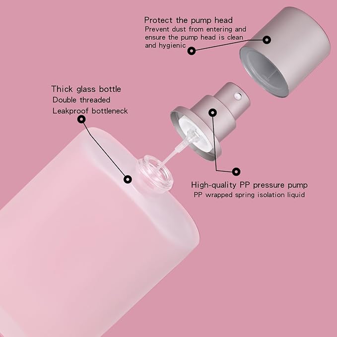 4 Pack 100ml/3.38 Oz Empty Frosted Glass Spray Bottle Perfume Atomizer, Refillable Spray Empty Perfume Bottles Fine Mist Atomizer Cosmetic Container for Travel (4 Pcs 100ml Frosted Bottles)
