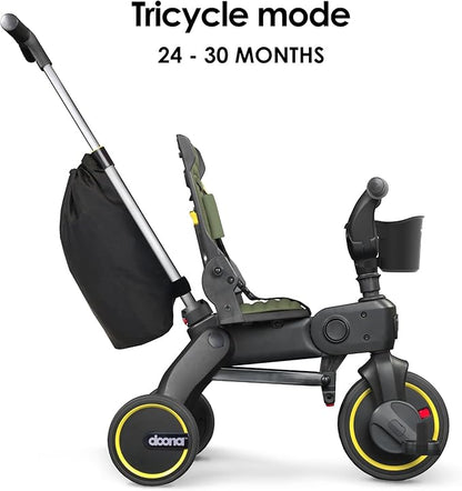 Doona Liki Trike S3, Desert Green - 5-in-1 Compact, Foldable Tricycle - Suitable for Toddlers 10 to 36 Months