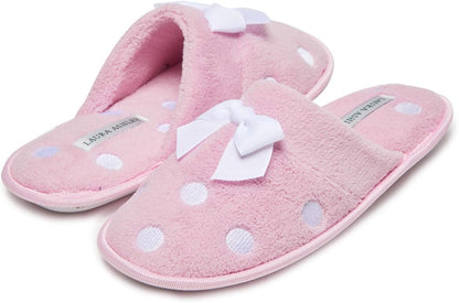 Laura Ashley Ladies Embroidered Soft Terry Scuff Slipper