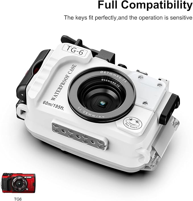 Sea frogs Camera Housing Compatible with Olympus TG6,Waterproof IPX8 Rated, 60m/197ft Depth Protection Underwater Camera Case, White