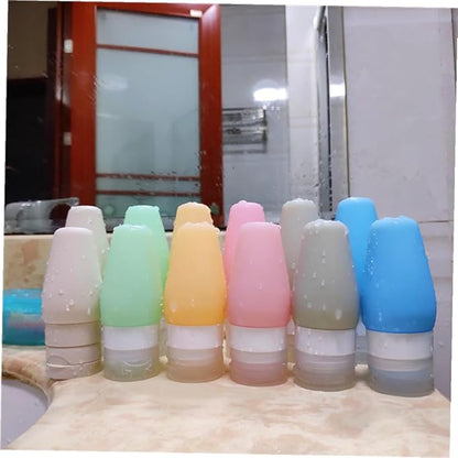 NOLITOY Silicone Travel Bottles Set Leak-resistant Tsa-approved Liquid Containers for Shampoo Conditioner Lotion and Toiletries Space-saving Soft Rubber Tubes in Lake Color Peach Tone