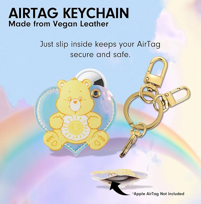 Sonix x Care Bears Keychain Case Compatible with Apple AirTag | Protective AirTag Cover Keychain Charm | Yellow Funshine Bear