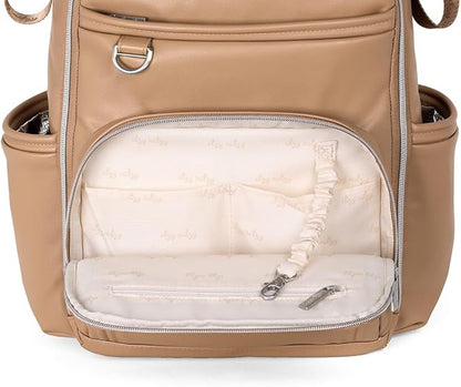 Itzy Ritzy Diaper Bag Backpack – Large Capacity Boss Plus Baby Backpack Diaper Bag Featuring 19 Pockets, Changing Pad, Stroller Clips, and Comfortable Straps (Chai)