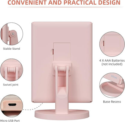 Trifold Makeup Mirror Vanity Mirror with Lights,1X 2X 3X Magnification,Touch Screen,180 Adjustable Rotation,Portable Travel Bathroom Cosmetic Mirror