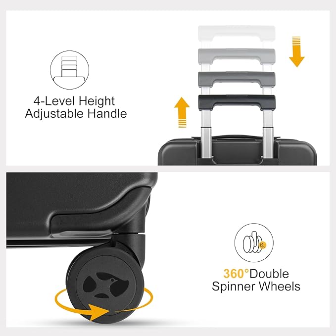 MGB Carry on Luggage 22 X 14 X 9 Airline Approved Suitcase with Wheels,20 Inch Travel Suitcase Lightweight with Spinner wheels And Hard Luggage Airline Approved with TSA Lock Carry on