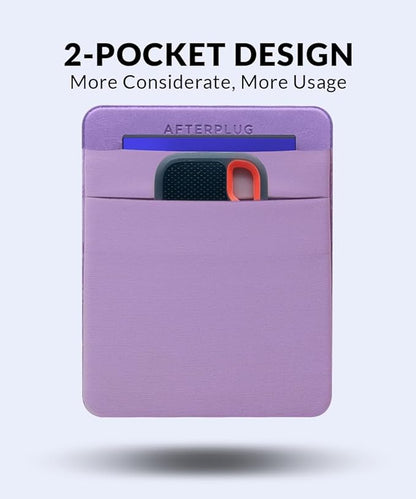 2-Pocket Adhesive Pouch for Laptop, Compatible with External 2.5" HDD, SSD, Magic Mouse, USB Cable and More - Lilac Purple