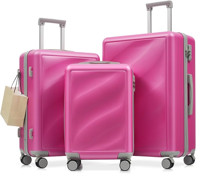 Merax Luggage Set 3 Piece, Lightweight Durable ABS Suitcases with Spinner Wheels and TSA Lock, Carry-on & Checked Travel Luggage