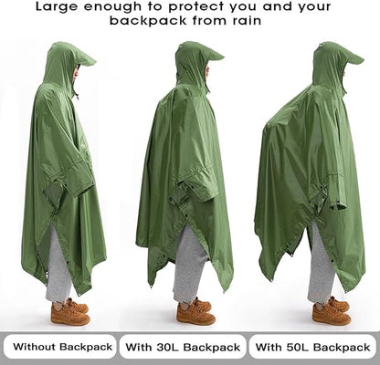 Cosmine Hooded Rain Poncho for Adult with Pocket, Waterproof Lightweight Unisex Raincoat Jacket for Hiking Camping Emergency