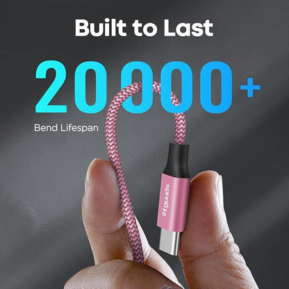 etguuds USB to USB C Cable 1ft, 2-Pack USB A to Type C Charger Cord Fast Charging for Samsung Galaxy A17 A16 A15 A26 A36 A56, S25 S24 S23 S22 S21 S20 S10 Note 20, for iPhone 17 16 15, Moto, Pink