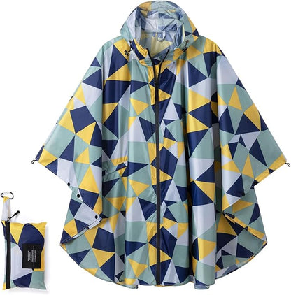 Fashion Hooded Rain Poncho Waterproof Raincoat Jacket with pocket for Women/Men/Adult