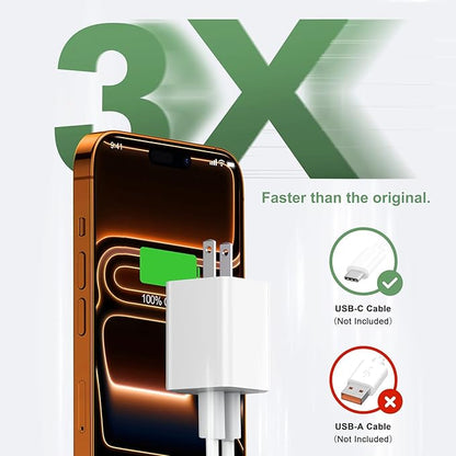 USB C 20W Wall Charger, 2 Pack Dual Port 40W PD 3.0 Type C Fast Charging Block, Durable Portable Charger for iPhone 11/12/13/14/15/16 Pro Max, iPad Pro, AirPods 4, for Apple Watch 10, Samsung Galaxy