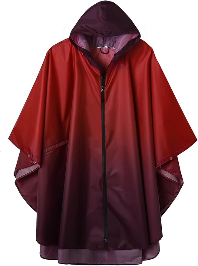 SaphiRose Rain Poncho Jacket Coat Hooded for Adults with Pockets