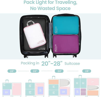 Cambond Compression Packing Cubes for Travel Women - Expandable Travel Bags Luggage Organizers Travel Essentials Compression Cubes for Travel Carry on Suitcases Organizer