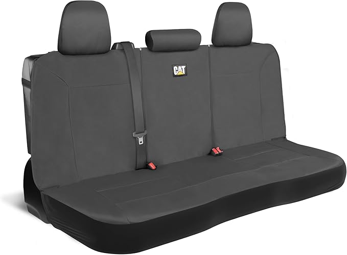 CAT Gray Rear Seat Cover for Cars, SUVs & Small Trucks – Heavy-Duty Oxford Canvas – 60/40 Split Bench Protector – Durable Back Seat Cover for Pets, Travel & Daily Use – Car & Truck Interior Accessory