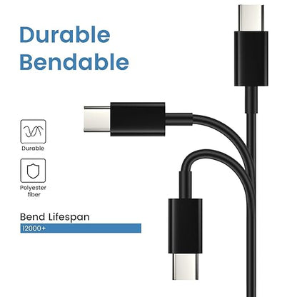 Smays USB C to USB C Cable 10-Pack Bulk, 3ft Type C Charging and Data Cord Multipack Black