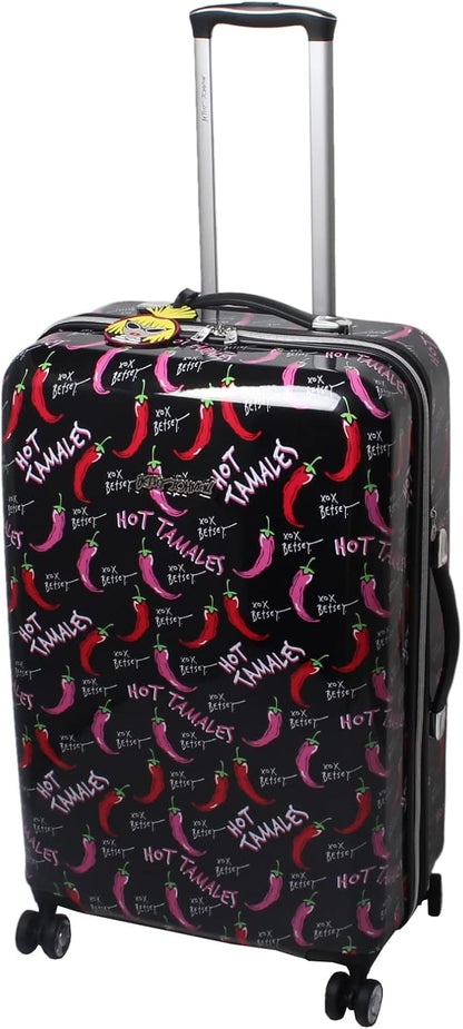 Betsey Johnson 26 Inch Checked Luggage Collection - Expandable Scratch Resistant (ABS + PC) Hardside Suitcase - Designer Lightweight Bag with 8-Rolling Spinner Wheels (TAMALE, 26in)