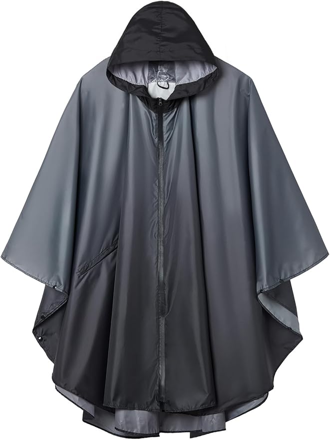SaphiRose Rain Poncho Jacket Coat Hooded for Adults with Pockets