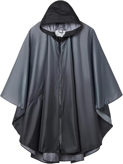 SaphiRose Rain Poncho Jacket Coat Hooded for Adults with Pockets