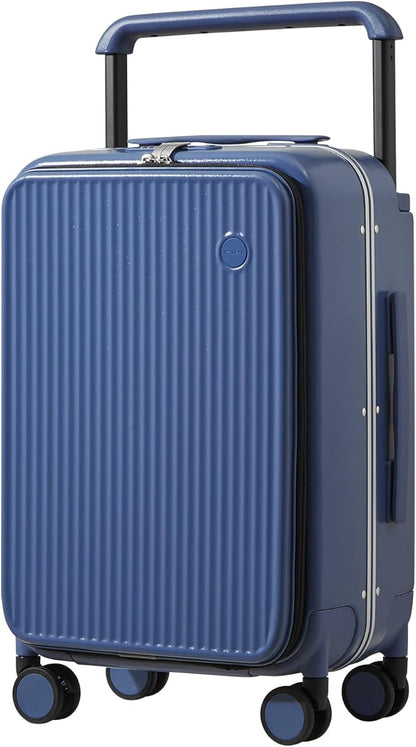 mixi Carry On Luggage 20'' Suitcase with Front Laptop Pocket, Wide Handle Rolling Travel Suitcases PC Hardshell with Aluminum Frame Spinner Wheels & TSA Lock, Carry-On Luggage(Sapphire Blue)