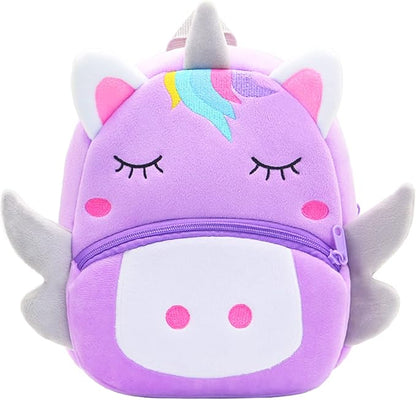Cute Toddler Backpack,Cartoon Cute Animal Plush Backpack Toddler Mini School Bag for Kids Age 2-4 Years Old(Purple Unicorn)