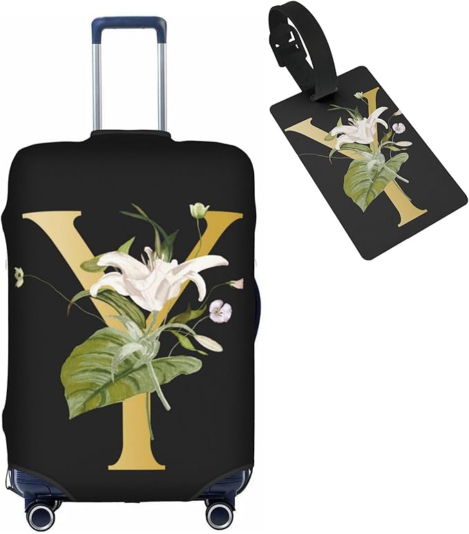 Decorative Y Suitcase Protectors Elastic Washable Luggage Covers With Concealed Zippers For 18-32 Inch Luggage (Size S: Fits 18-21 Inch)