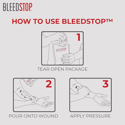 BleedStop™ First Aid Powder for Blood Clotting, Trauma Kit, Blood Thinner Patients, Camping Safety, and Survival Equipment for Moderate to Severe Bleeding Wounds or Nosebleeds - 2 (20g) Pouches
