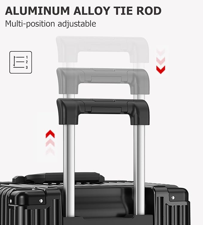 feilario 26in Aluminum Frame Hardside Spinner Wheels Luggage, Zipperless Checked Super Large Captain Suitcase with Cup Holder/Phone Holder