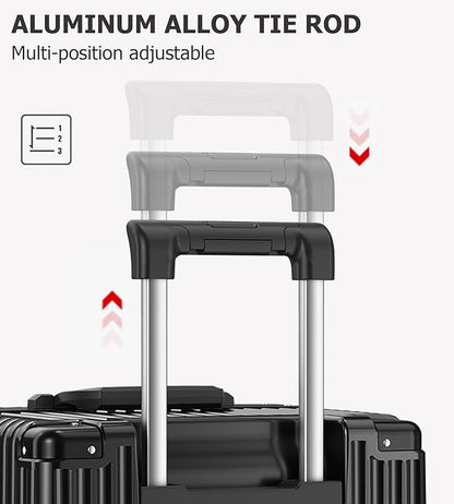 feilario 30in Super Large Captain Aluminum Frame Hardside Spinner Wheels Luggage, Removable Wheels Zipperless Checked Suitcase with Cup Holder/Phone Holder