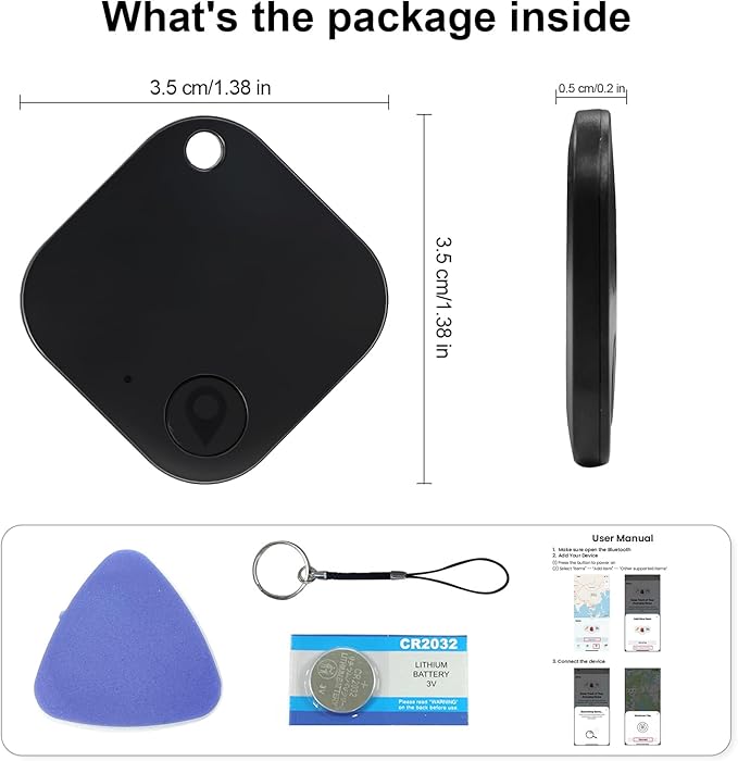 Bluetooth Tracker Tag 1 Pack, Work with Apple Find My (iOS Only, Not for Android), Item Finder for Keys, Backpack, Suitcase, Wallet, Luggage, Black