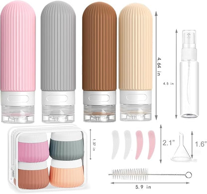 15Pack Travel Bottles for Toiletries, TSA Approved Squeezable Silicone Toiletry Containers, Portable Leak Proof Refillable Liquid Shampoo And Conditioner Travel Essentials toiletry Bottles