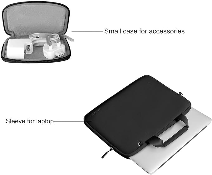 MOSISO Laptop Case 14 inch, Laptop Sleeve Bag Compatible with HP Lenovo Dell ASUS Acer, HP Stream, Dell Latitude, Lenovo IdeaPad, Neoprene Carrying Computer Bag with Handle&Detachable Small Case,Black