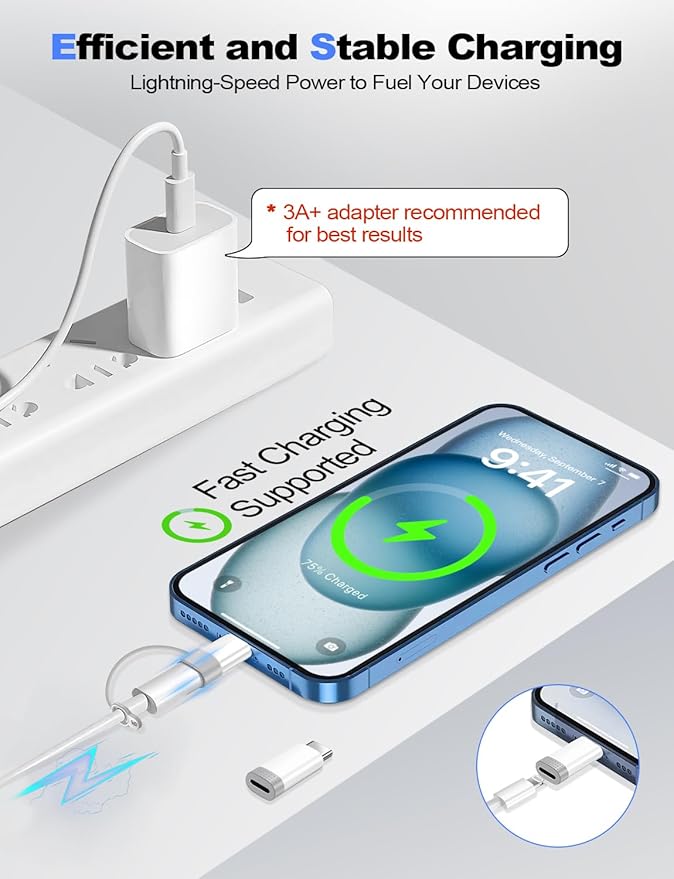 𝟒𝐏𝐚𝐜𝐤 𝐔𝐩𝐠𝐫𝐚𝐝𝐞𝐝 Lightning to USB C Adapter for iPhone 15/16/17 Pro/17 Pro Max,Fast Charging&Data Transfer,Type C Charger Connector Cable for iPhone 17/16 Accessories-Not for Headphone/OTG