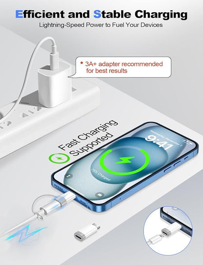 𝟒𝐏𝐚𝐜𝐤 𝐔𝐩𝐠𝐫𝐚𝐝𝐞𝐝 Lightning to USB C Adapter for iPhone 15/16/17 Pro/17 Pro Max,Fast Charging&Data Transfer,Type C Charger Connector Cable for iPhone 17/16 Accessories-Not for Headphone/OTG